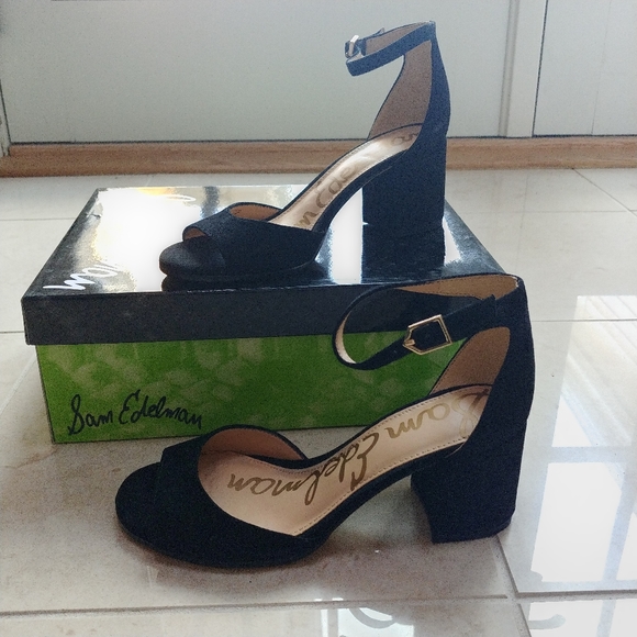 Sam Edelman Shoes - Sam Edelman Black Open Toe Suede Block Heels
